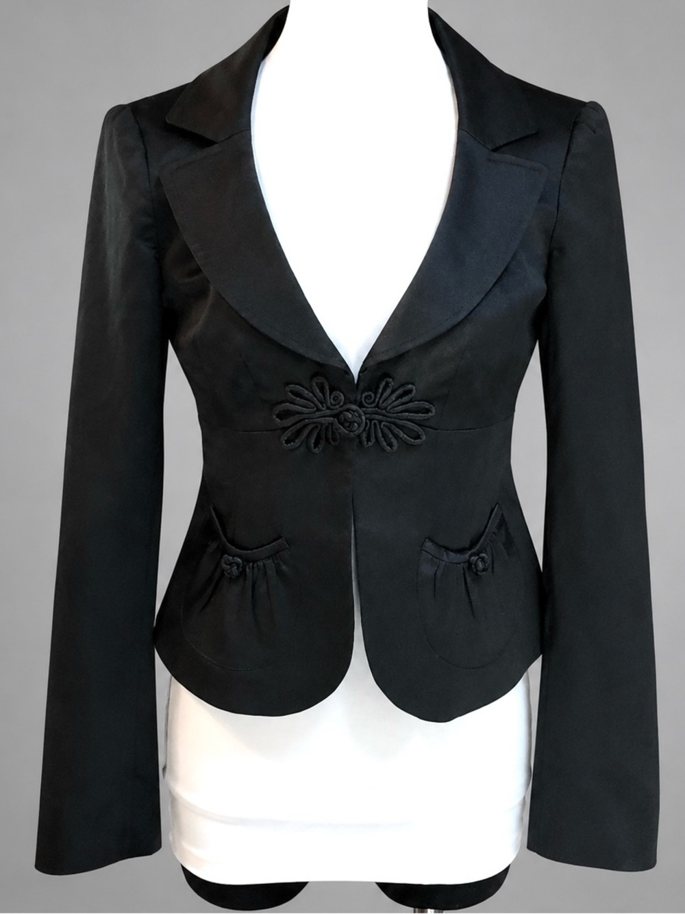 Black Tailored Fit Peplum Back Blazer Jacket sz 2